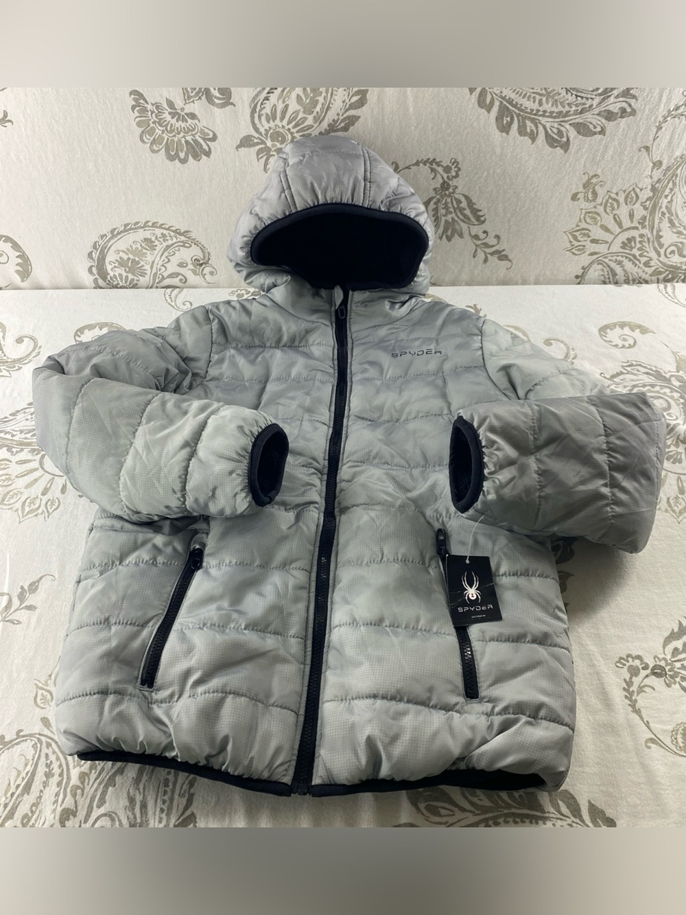 NWT Spyder Youth Puffer coat Full Zip Lined fleece L14/16